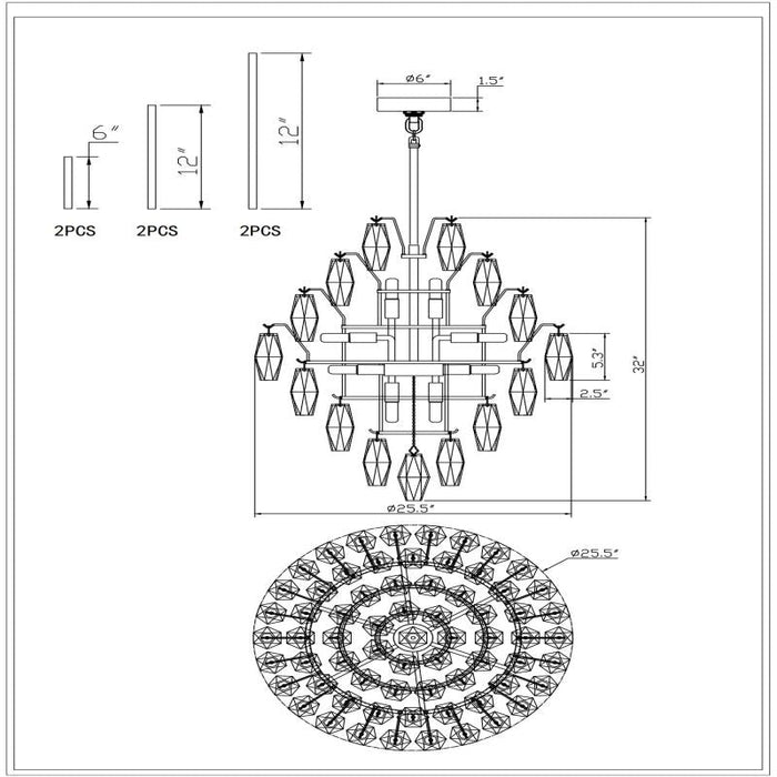 Chara Glass Large Chandelier - thebelacan