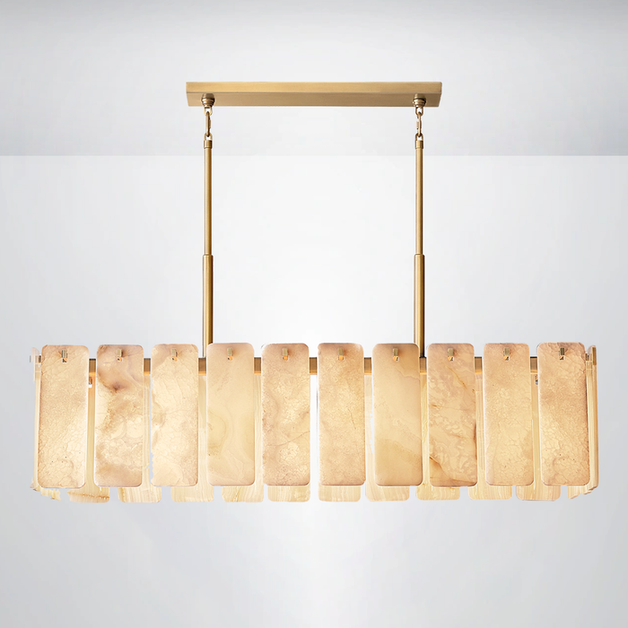 Elamette Alabaster Rectangular Chandelier 60"W