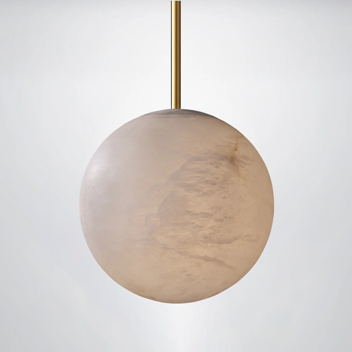 Hand-Carved Alabaster Globe Pendant