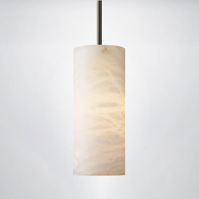 Hand-Carved Alabaster Cylinder Pendant