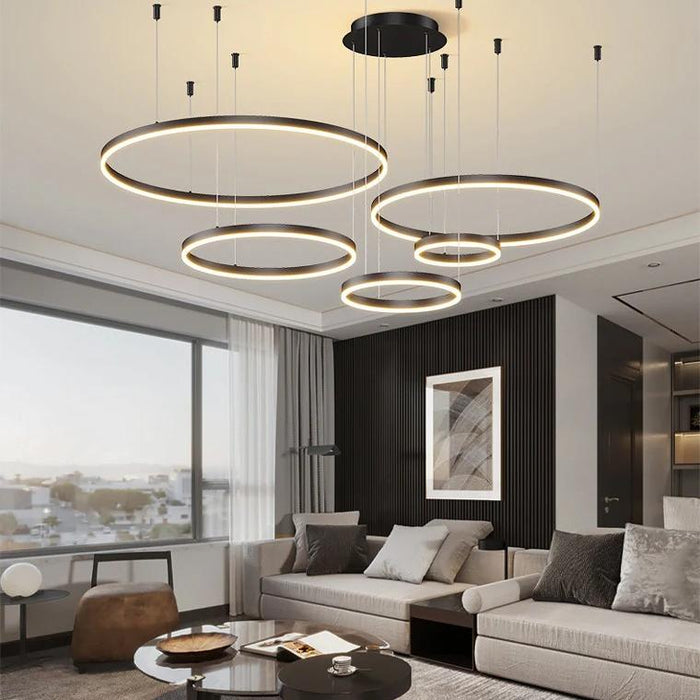 Halo Multi Rings Black Chandelier