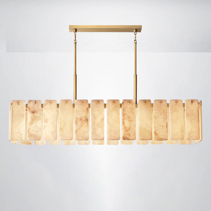 Elamette Alabaster Rectangular Chandelier 72"W