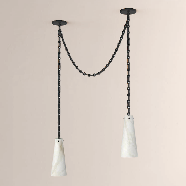 Steven Contemporary 2-Light Vintage Alabaster Chandelier