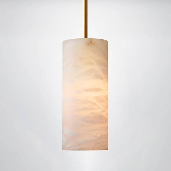 Hand-Carved Alabaster Cylinder Pendant