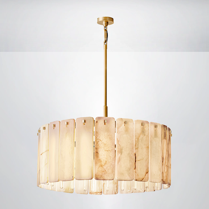 Elamette Alabaster Round Chandelier 36"D