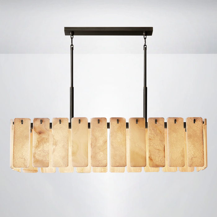 Elamette Alabaster Rectangular Chandelier 60"W