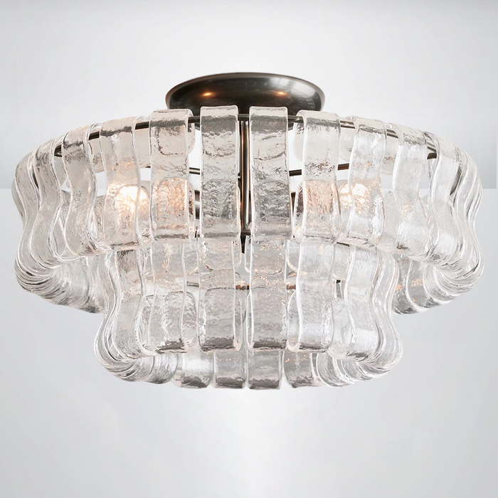 Amori 2-Tier Glass Round Flushmount Ceiling light 18"D
