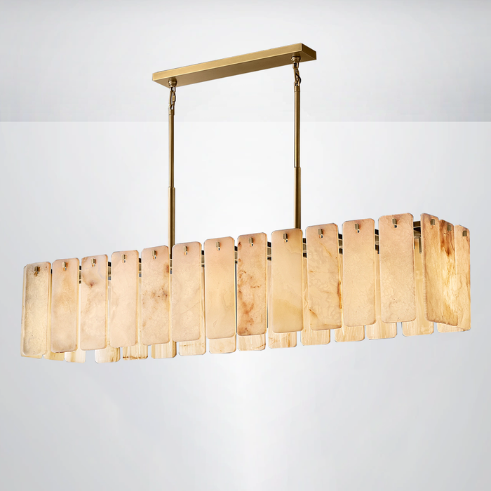 Elamette Alabaster Rectangular Chandelier 72"W