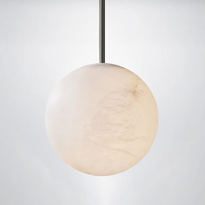 Hand-Carved Alabaster Globe Pendant