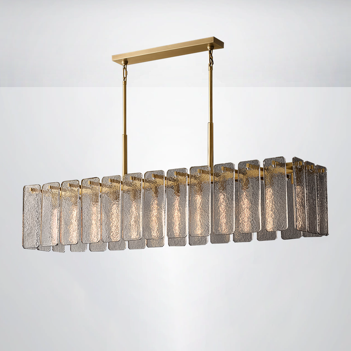 Elamette Glass Rectangular Chandelier 72"W