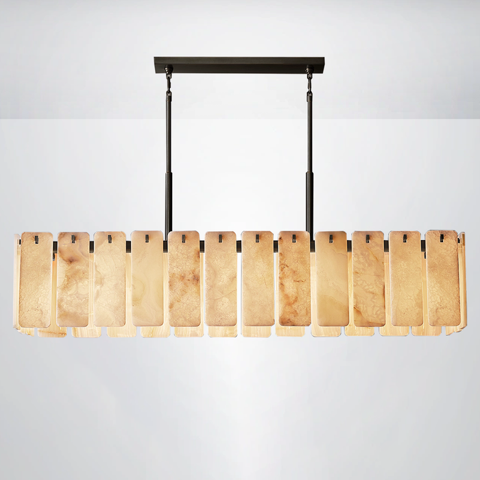 Elamette Alabaster Rectangular Chandelier 72"W