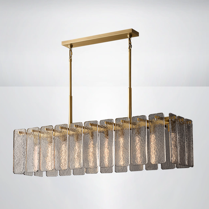 Elamette Glass Rectangular Chandelier 60"W