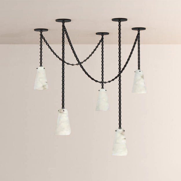 Steven Contemporary Alabaster Chandelier 5-Light