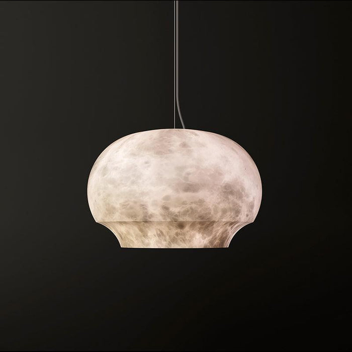 Alabaster Bowl-Shaped Pendant for Dining Room