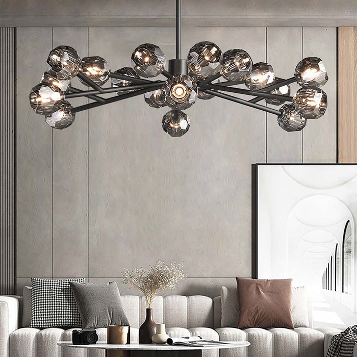 Kalle Smoke Crystal Chandelier D48"