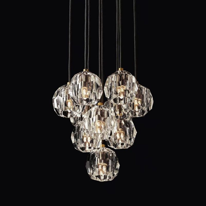 Kalle Clear Crystal Cluster Chandelier D14"