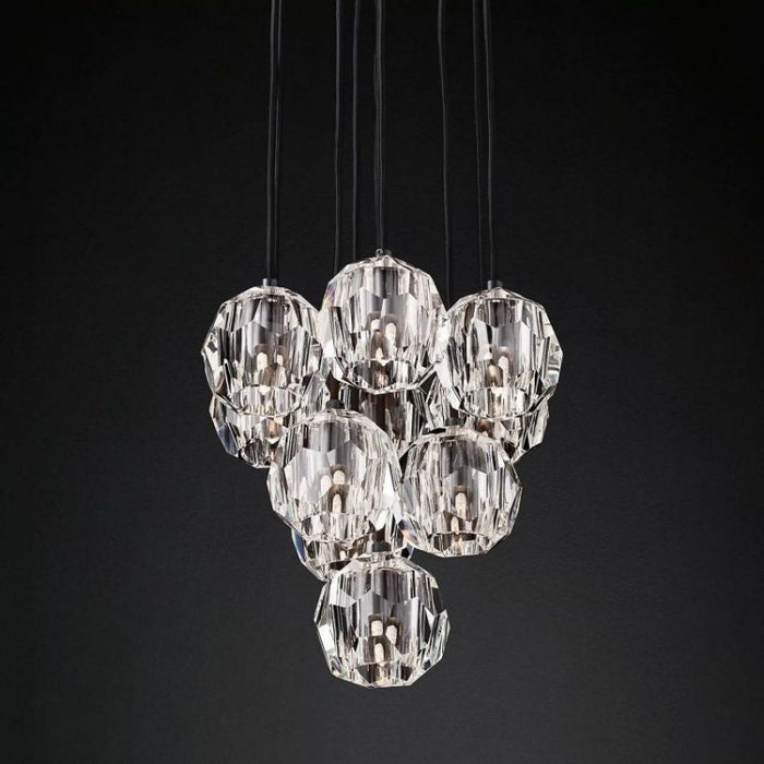 Kalle Clear Crystal Cluster Chandelier D14"