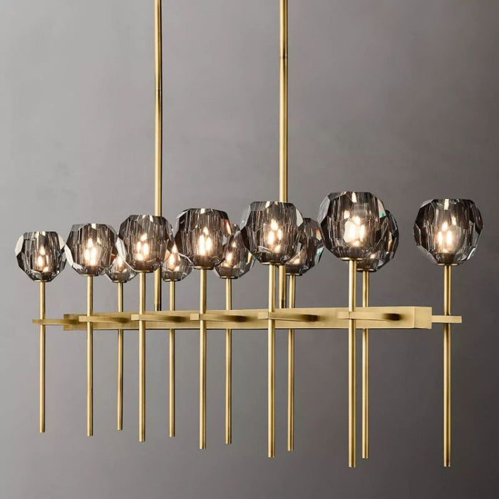 Kalle Cristal Double Linear Chandelier 60"(Smoke)