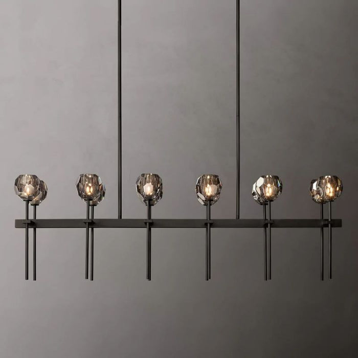 Kalle Cristal Double Linear Chandelier 60"(Smoke)