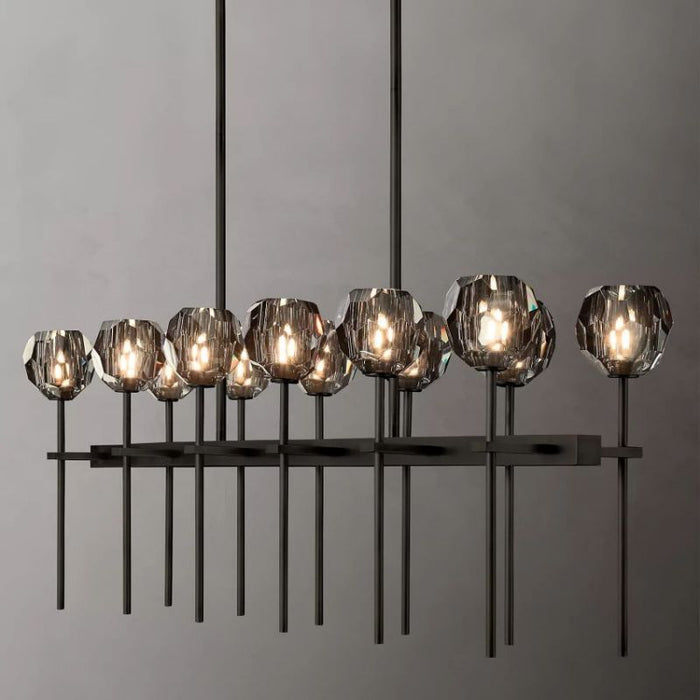 Kalle Cristal Double Linear Chandelier 60"(Smoke)