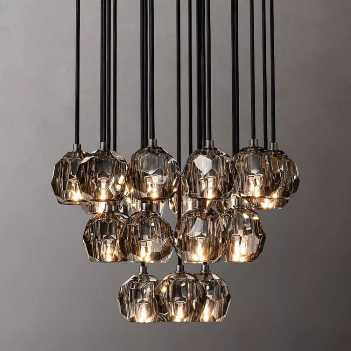 Kalle Smoke Crystal Cluster Chandelier D24"