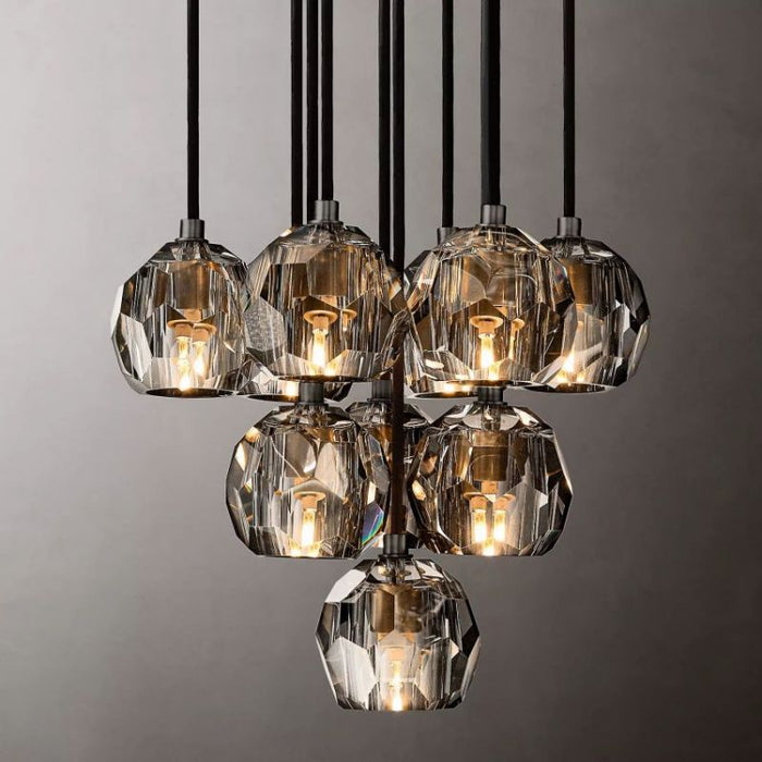 Kalle Smoke Crystal Cluster Chandelier D14"