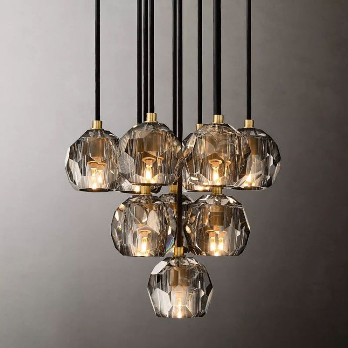 Kalle Smoke Crystal Cluster Chandelier D14"