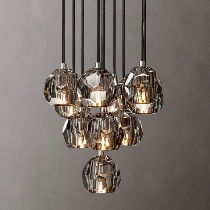 Kalle Smoke Crystal Cluster Chandelier D14"