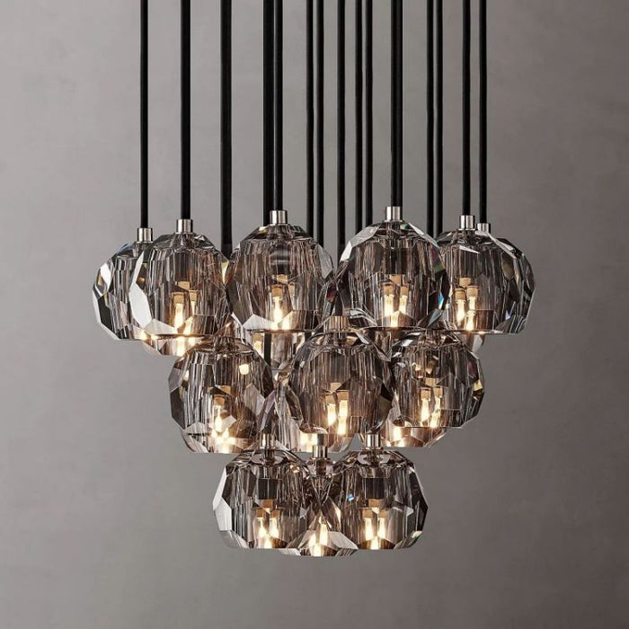 Kalle Smoke Crystal Cluster Chandelier D19"