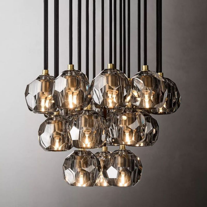 Kalle Smoke Crystal Cluster Chandelier D19"