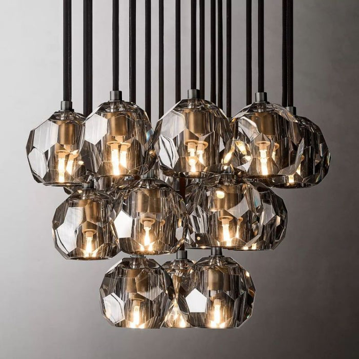 Kalle Smoke Crystal Cluster Chandelier D19"