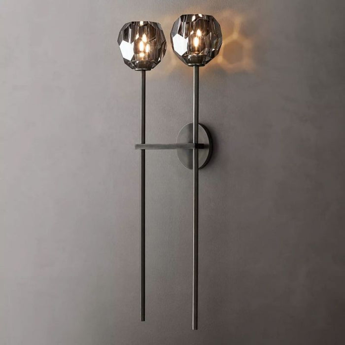 Kalle Smoke Crystal Grand Double Sconce 28''H