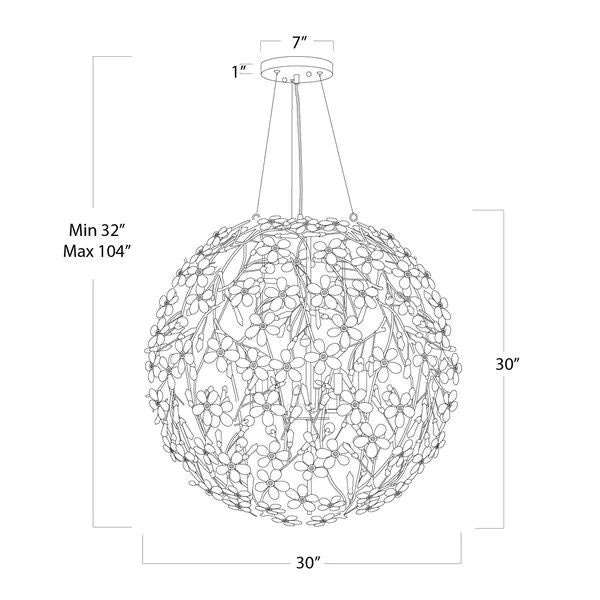 Ruisha 8 Lights Spherical Chandelier 30"D