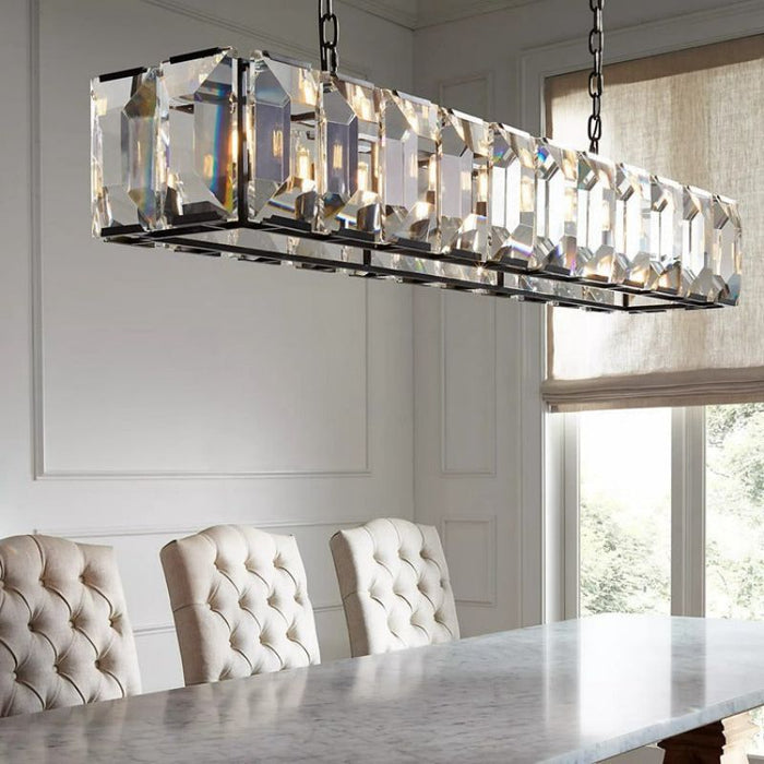 Hawsan Multicurve Crystal Rectangular Chandelier 62"