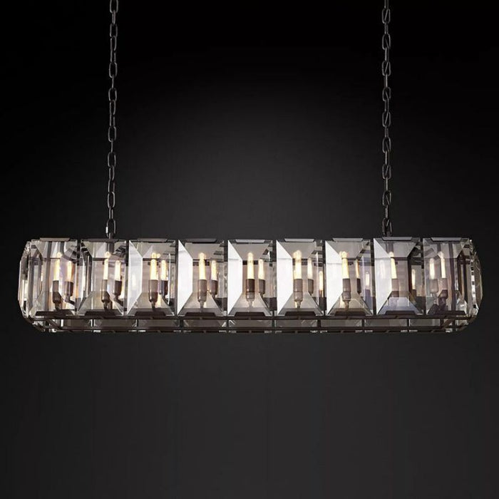 Hawsan Multicurve Crystal Rectangular Chandelier 62"