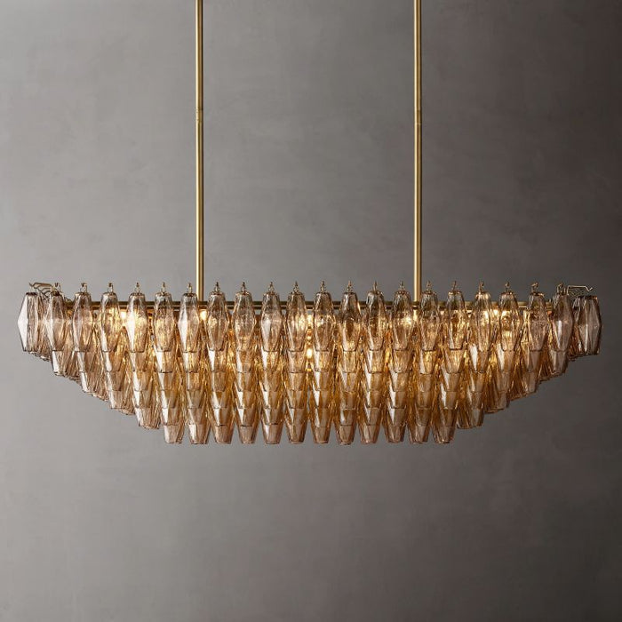 Rivelyn Crystal Tiered Rectangular Chandelier 54"