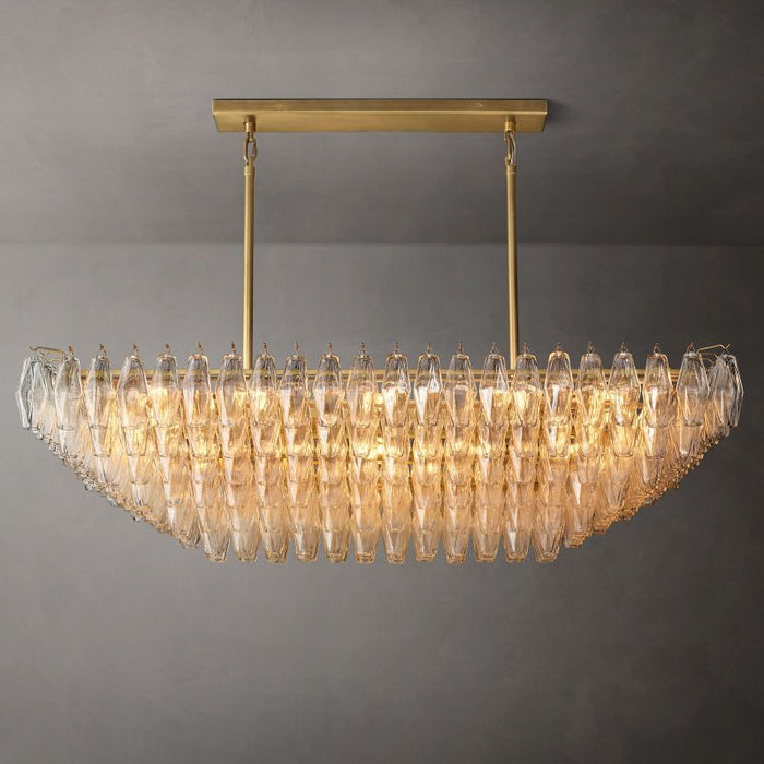 Rivelyn Crystal Tiered Rectangular Chandelier 54"