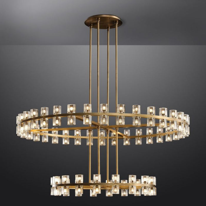 Wincei Crystal Shades 2-tier Round Chandelier 60''D