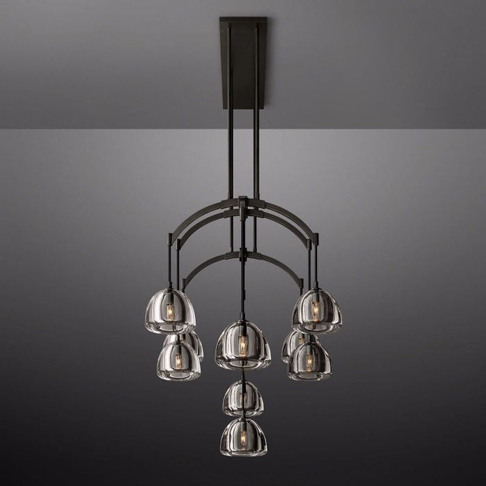 Hemisphere Glass Linear Chandelier 54"