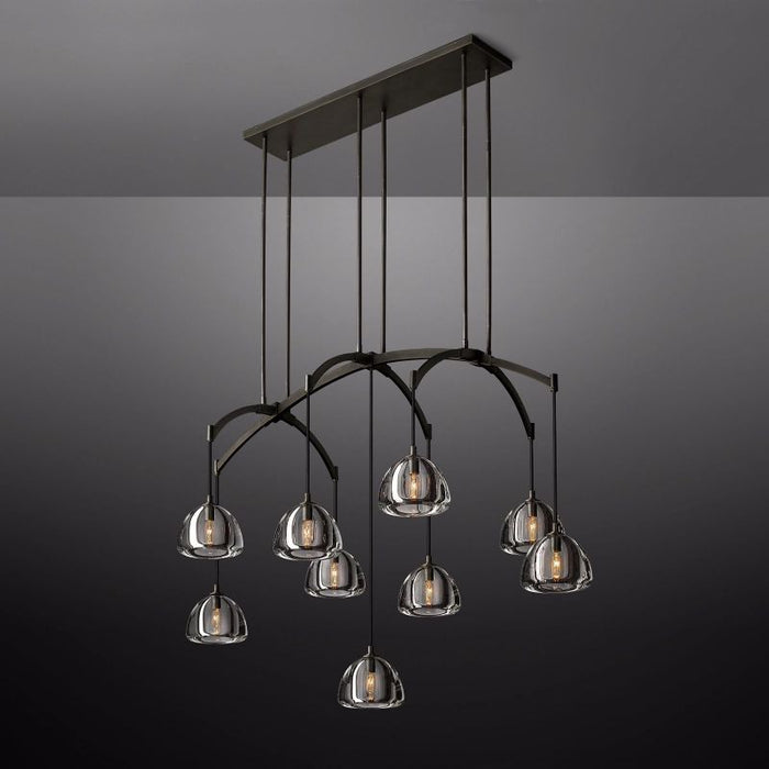 Hemisphere Glass Linear Chandelier 54"