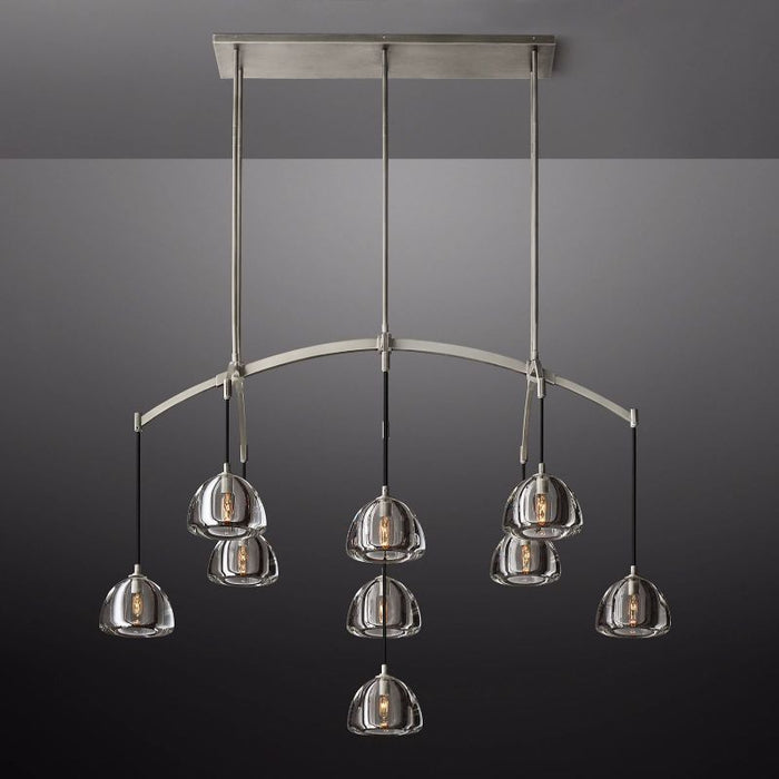 Hemisphere Glass Linear Chandelier 54"