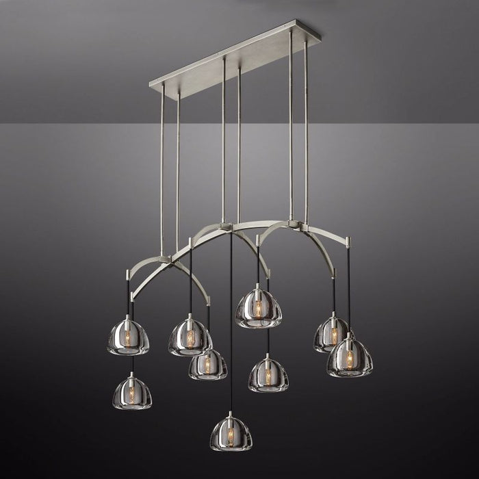 Hemisphere Glass Linear Chandelier 54"