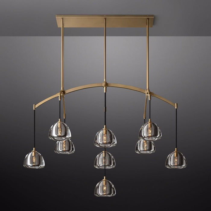 Hemisphere Glass Linear Chandelier 54"