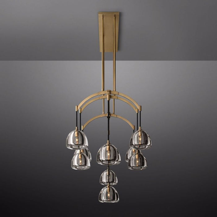 Hemisphere Glass Linear Chandelier 54"