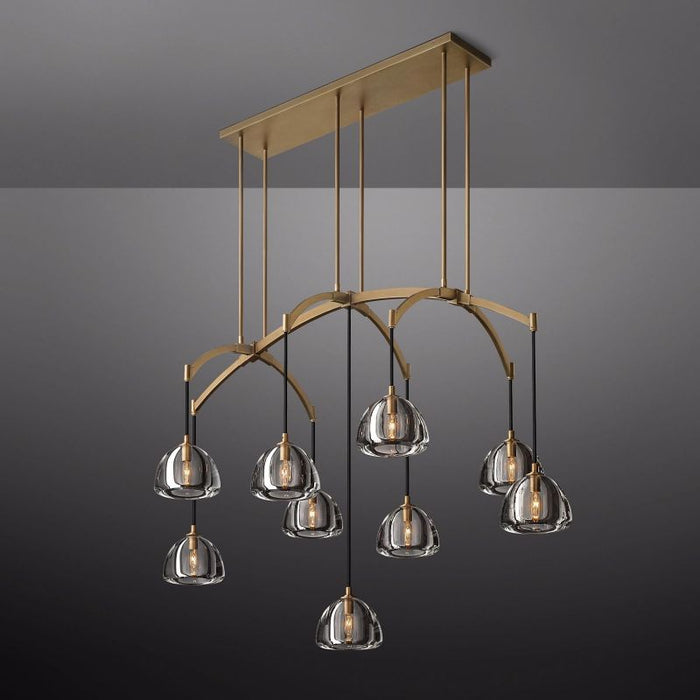 Hemisphere Glass Linear Chandelier 54"