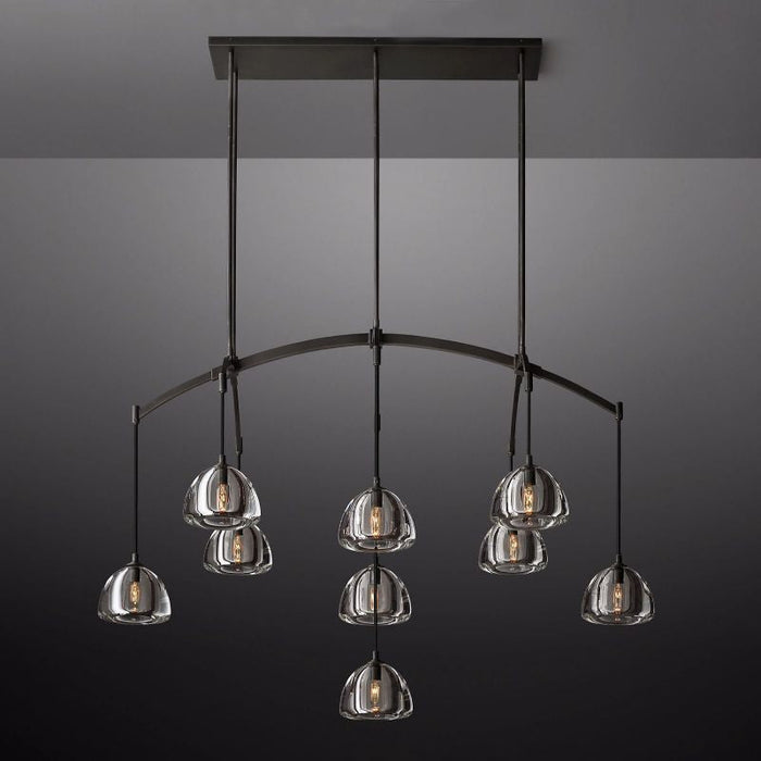 Hemisphere Glass Linear Chandelier 54"