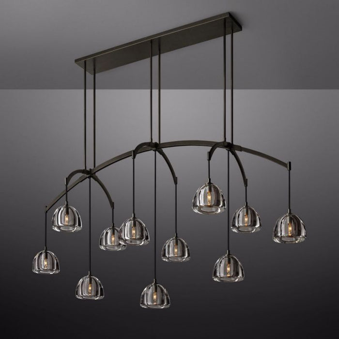 Hemisphere Glass Linear Chandelier 72"