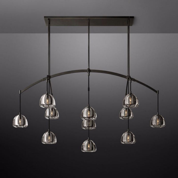 Hemisphere Glass Linear Chandelier 72"