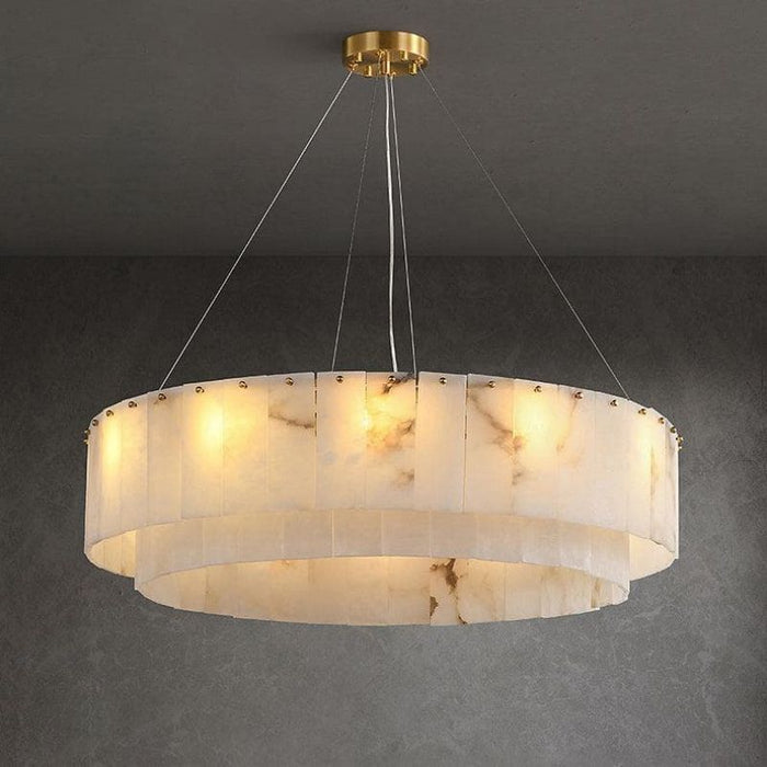 Modern Alabaster 2 tier Round Art Chandelier