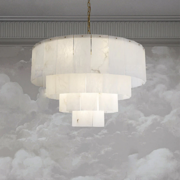 Modern Alabaster Multi-Layer Round Chandelier D31"